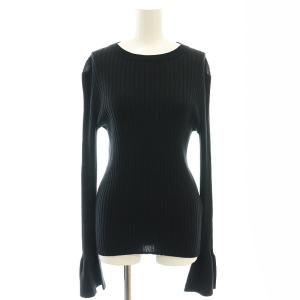 シルクコットン18Gリブロングスリーブ トップス 38 ブラック