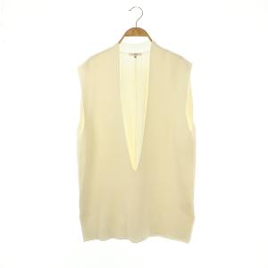 14GコットンVネックノースリーブニット ベスト プルオーバー 38 ホワイト /HK OS