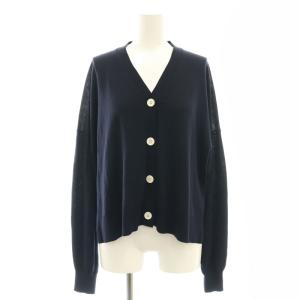 25SS BOX V-NECK CARDIGAN シルク混 38 ネイビー