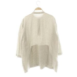 plantation ヘンププルオーバーブラウス シャツ バンドカラー オーバーサイズ M グレー ベージュ /CX OS