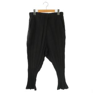 Bizen WAVE W テーパードパンツ ストライプ リネン混 M ネイビー ブラック /ES OS