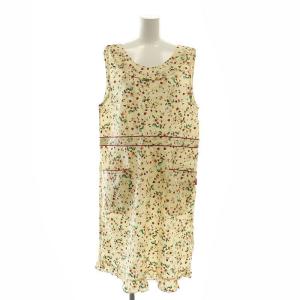 × HELLOKITTY 花柄フリルエプロン ノースリーブ ロング アイボリー マルチカラー /DO OS