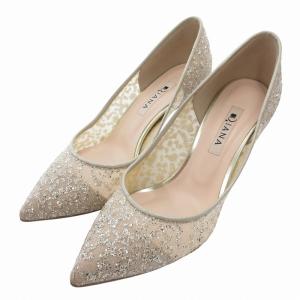 パンプス ポインテッドトゥ グリッター ラメ チュール 23.5cm ピンクベージュ /FF