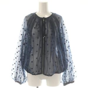 25SS チュールノーカラーブルゾン ジャケット 36 ネイビー /DF OS