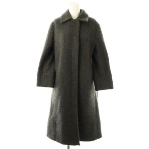 カシミヤ100%シングルステンカラーロングコート 34 ダークグレー