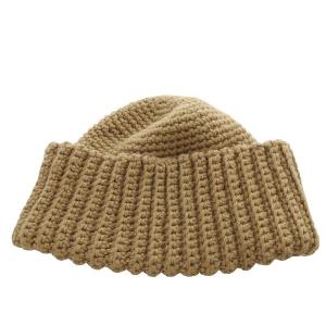 帽子 ニットキャップ ビーニー ニット帽 ウール ブラウン FU-G-KT017 /YO14