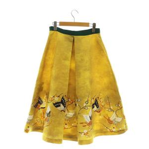 Lois CRAYON 総柄 フレアスカート ミモレ ロング M 黄 イエロー /AT OS