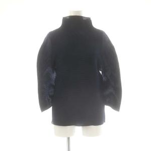 長袖プリーツカットソー シアー ネイビー /DO OS