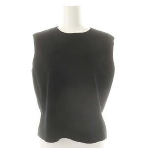 24SS ファブリックコンビ ノースリーブプルオーバー ニット カットソー S 黒 ブラック /AT OS
