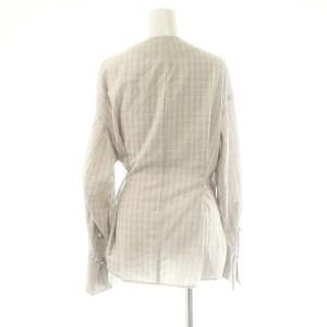 Mame Kurogouchi チェック柄 長袖 カシュクール ブラウス 2 グレー /DF OS