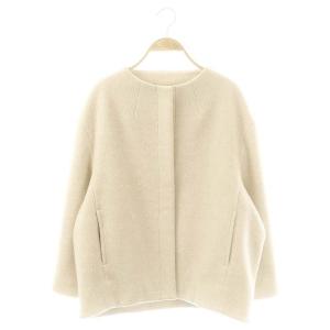 ウールパイルミルド ビルドネックショートコート ノーカラー 36 ベージュ /AT OS