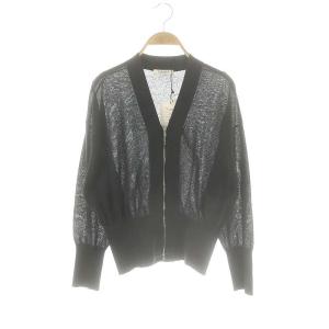 23SS ドライレーヨン ジップアップカーディガン Vネック S 紺 ネイビー /AT OS