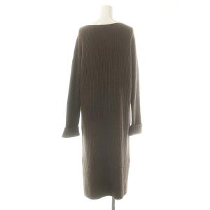 GALERIE VIE ウールカシミヤリブ ボートネックワンピース ミモレ ロング 長袖 36 茶 ブラウン /AT OS