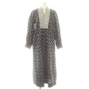 Sheeting Flower Print Gather Sleeve Dress ワンピース ロング