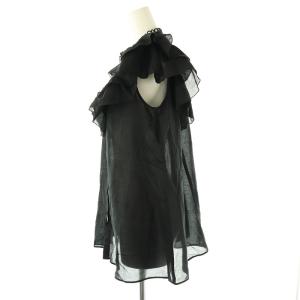 ANAYI 強撚ボイルダブルラッフルブラウス フリル 38 黒 /MI OS