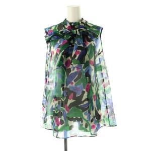 23AW アートフラワープリントボウタイノースリ ブラウス 花柄 36 マルチカラー /MI OS