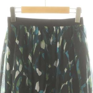 ANAYI 24AW アートプリントギャザータック スカート ロング 総柄 34 ピーコックグリーン マルチカラー