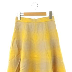 ANAYI 23AW オンブレーチェックフレア スカート 34 イエロー グレー /CX OS