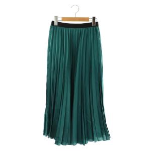 サテンプリーツスカート イージー 36 青緑 /MI OS