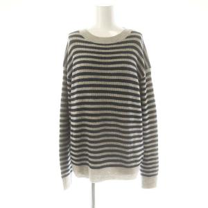 24AW Cashmere B ニット セーター カシミヤ 長袖 ボーダー グレー 紺 ネイビー /SY