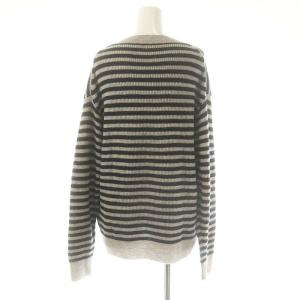 L'Appartement 24AW Cashmere B ニット セーター カシミヤ 長袖 ボーダー グレー 紺 ネイビー /SY