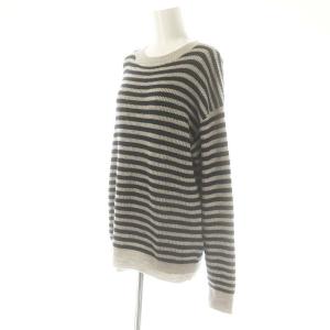 L'Appartement 24AW Cashmere B ニット セーター カシミヤ 長袖 ボーダー グレー 紺 ネイビー /SY