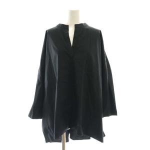 スキッパー 長袖 ブラウス プルオーバー ブラック /HK OS