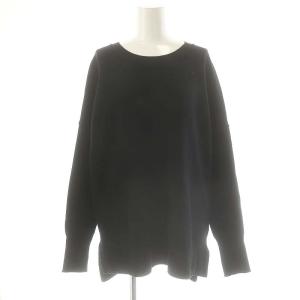 fluffy スムース クルーネック プルオーバー ニット セーター ブラック /DF OS