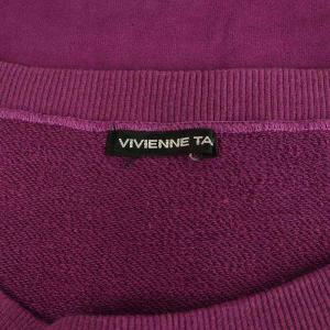 VIVIENNE TAM 刺繍スウェット カットソー 七分袖 ラウンドネック カットオフ 0 パープル /MY OS