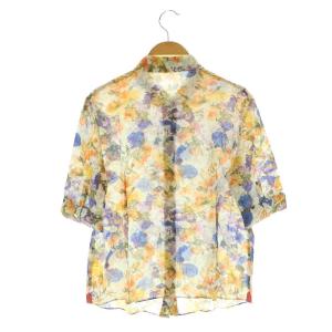 VIVIENNE TAM 花柄 ブラウス 五分袖 コットン 1 オレンジ ネイビー /MY OS