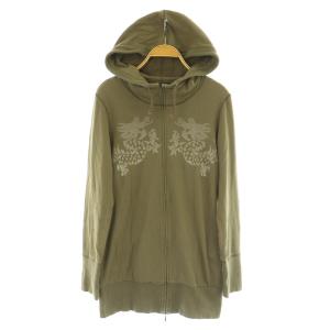 ジップアップパーカー スウェット 刺繍 1 カーキ /MY OS