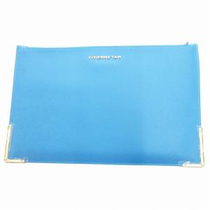 VIVIENNE TAM タグ付き クラッチバッグ セカンド パンダロゴ レザー 青 ブルー /HO