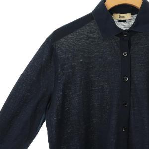 HERNO 七分袖シャツ 前開き ネイビー /DO OS