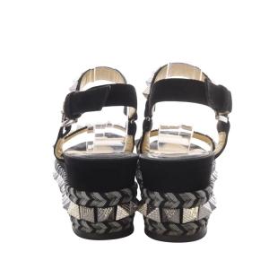 Christian Louboutin カタクロウ スタッズ サンダル ウエッジソール プラットフォーム ストラップ スエード 37 ブラック