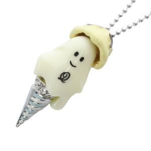 とろ?りアイスクリーム ゴースト ネックレス ペンダント アイボリー イエロー シルバー色 /YO22