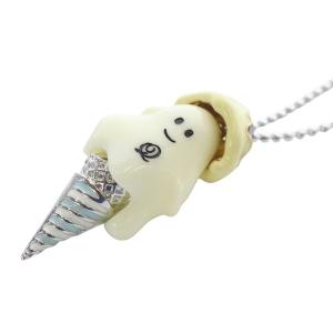 Q-POT とろ?りアイスクリーム ゴースト ネックレス ペンダント アイボリー イエロー シルバー色 /YO22