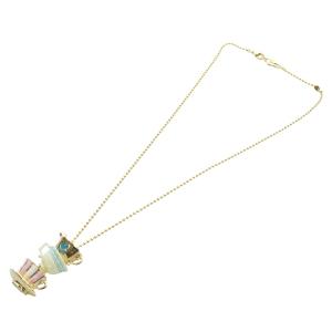 Q-POT 不思議の国のアリス ティーカップ 3連 ネックレス ゴールド色 /SR18