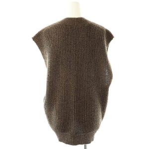 NOBLE 24AW ウールペーパーヤーン片畦ニットベスト Vネック プルオーバー ダークブラウン /DO OS