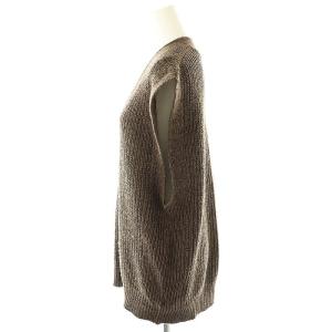 NOBLE 24AW ウールペーパーヤーン片畦ニットベスト Vネック プルオーバー ダークブラウン /DO OS