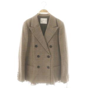 グレンチェック バックプリーツ ジャケット 2 ブラウン