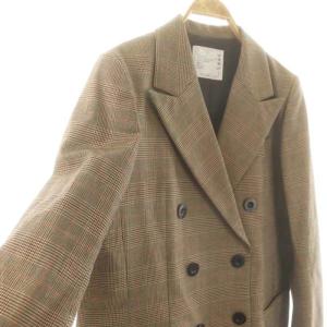 sacai グレンチェック バックプリーツ ジャケット 2 ブラウン