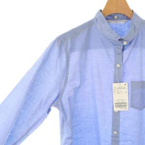 MUSE de Deuxieme Classe シャンブレーチビエリシャツ 長袖 バンドカラー F 青 ブルー 22050520503010 /AT OS