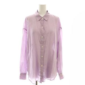 シルキーコットンニュアンスカラーシャツ 長袖 シアー シースルー F 紫 パープル 23050240107020