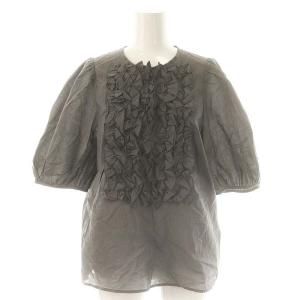 MANTECO フリルショートスリーブブラウス 五分袖 チャコールグレー /DO OS