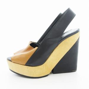 PIERRE HARDY バックストラップサンダル ウェッジソール ハイヒール 茶 ブラウン 黒 ブラック /UO SH