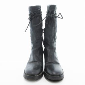 ANN DEMEULEMEESTER ロングブーツ 本革 レザー ハイヒール 36.5 黒 ブラック /UO SH