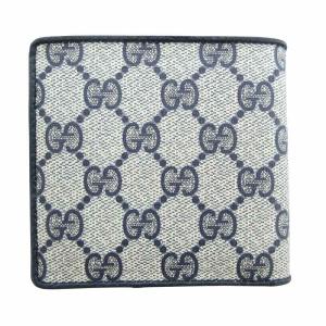 GUCCI ヴィンテージ オールドグッチ GGスプリーム PVC 二つ折りコンパクト財布 ウォレット 紺 ネイビー