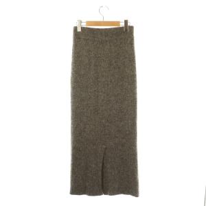 SAKULA モヘア アルパカ ニット イージースカート ロング タイト 38 M 茶 ブラウン /SY OS