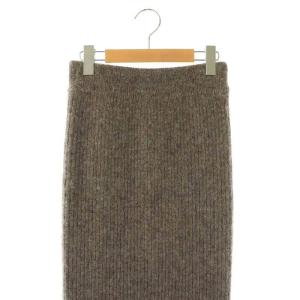 SAKULA モヘア アルパカ ニット イージースカート ロング タイト 38 M 茶 ブラウン /SY OS
