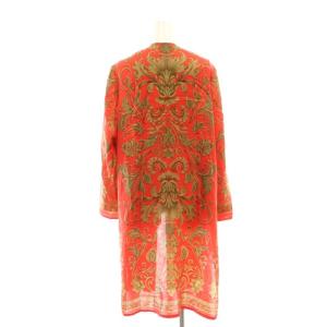 伊太利屋 スカーフ柄 ジップアップ カーディガン ロング 長袖 9 レッド /HK OS